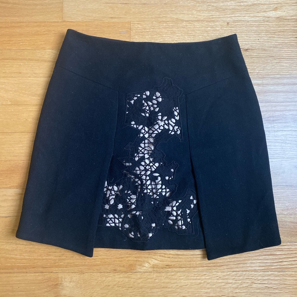 Tibi wool miniskirt with lace detailing, size 2